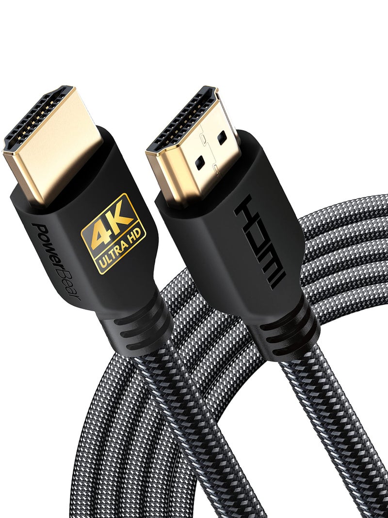 PowerBear 4K HDMI Cable 15 ft | Long Hdmi Cable, Braided Nylon & Gold Connectors, 4K @ 60Hz, Ultra HD, 2K, 1080P, ARC & CL3 Rated | for Laptop, Monitor, PS5, PS4, Xbox One, Fire TV, & More - Image 1